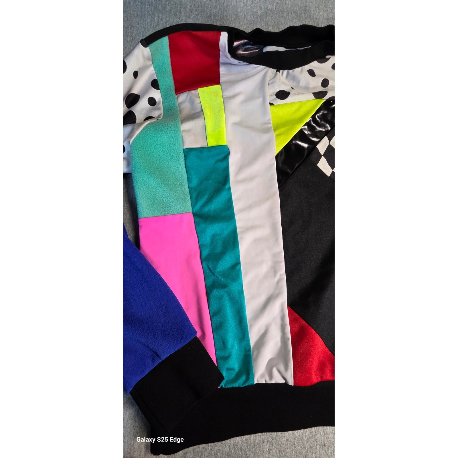 Zero Waste Daniel Patchwork Long Sleeve Top Multicolor Checkerboard Polka Dot S — image 3 of 8